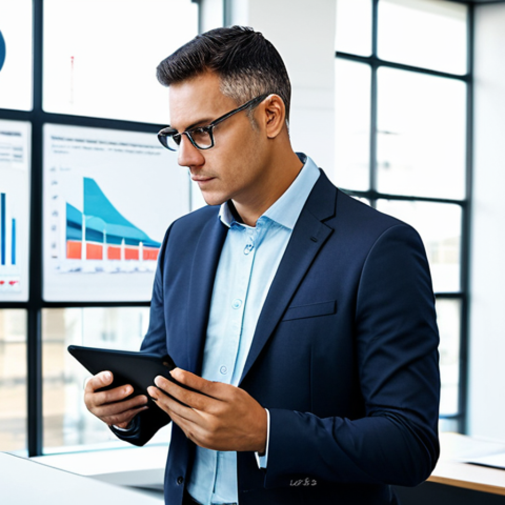 A professional individual, fully clothed in modest business attire, meticulously reviewing various insurance documents and digital financial charts on a sleek tablet in a well-lit, contemporary office setting. The person exhibits a thoughtful and focused expression, symbolizing deep understanding and proactive financial planning, adapting to changing circumstances. The environment is clean and organized, suggesting diligence and stability. perfect anatomy, correct proportions, natural pose, well-formed hands, proper finger count, natural body proportions, safe for work, appropriate content, fully clothed, professional, family-friendly, high-quality, professional photography, realistic.