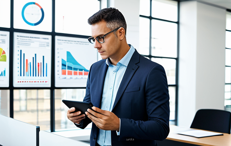 A professional individual, fully clothed in modest business attire, meticulously reviewing various insurance documents and digital financial charts on a sleek tablet in a well-lit, contemporary office setting. The person exhibits a thoughtful and focused expression, symbolizing deep understanding and proactive financial planning, adapting to changing circumstances. The environment is clean and organized, suggesting diligence and stability. perfect anatomy, correct proportions, natural pose, well-formed hands, proper finger count, natural body proportions, safe for work, appropriate content, fully clothed, professional, family-friendly, high-quality, professional photography, realistic.