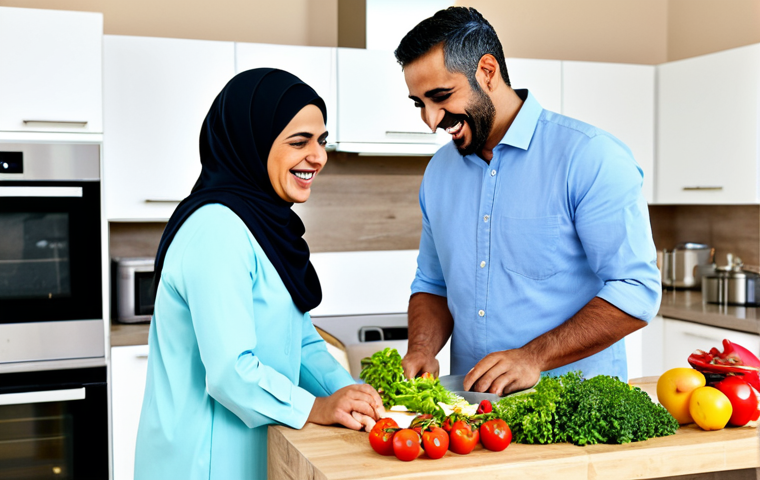 효율적인 보험 포트폴리오 자산 배분 - Family Health**
"A happy, healthy Arab family (mother, father, two children) laughing together in a...