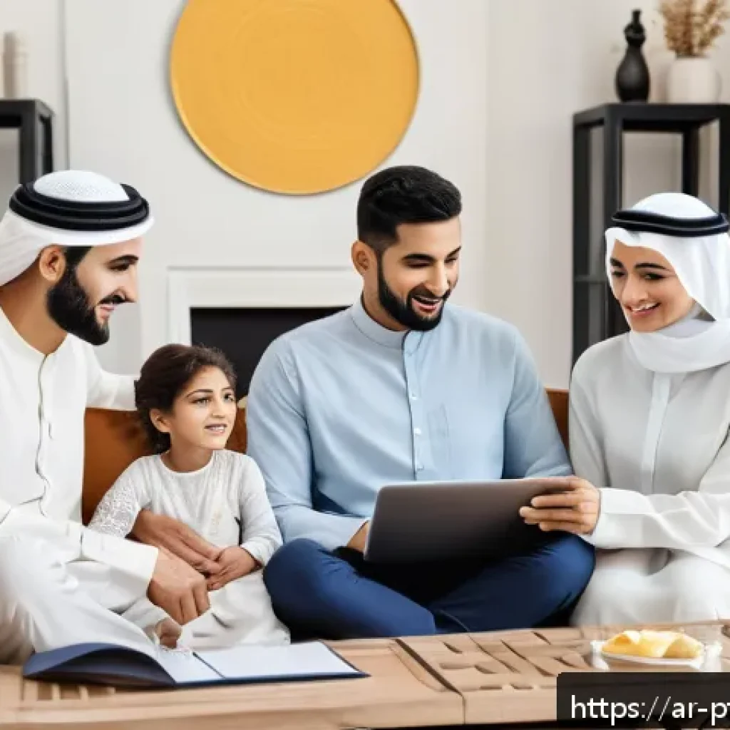 보험 포트폴리오 판단 기준과 성공 사례 - A professional Middle Eastern family sitting together in a modern living room discussing insurance o...