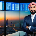 Home 19 보험 포트폴리오의 위험을 줄이는 방법 - A sophisticated Middle Eastern financial advisor in a modern office setting, analyzing diversified i...